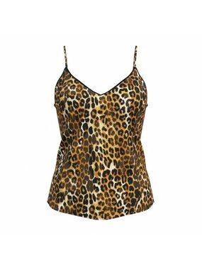 NEW Express S Leopard Print Sexy Lace Trim Cami Party Spaghetti Romance Top Chic